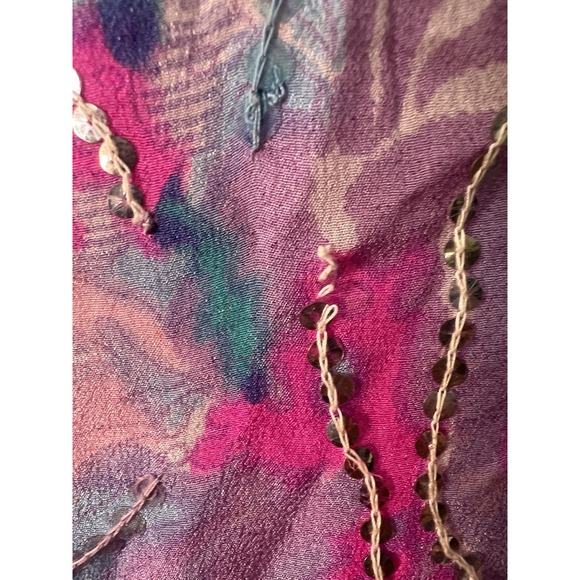 Vtg 80s Judith Ann Creations Butterfly 100% Silk Sequin Skirt & Blouse Size L - Picture 4 of 16